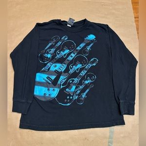Black long sleeve Rock guitar novelty shirt L